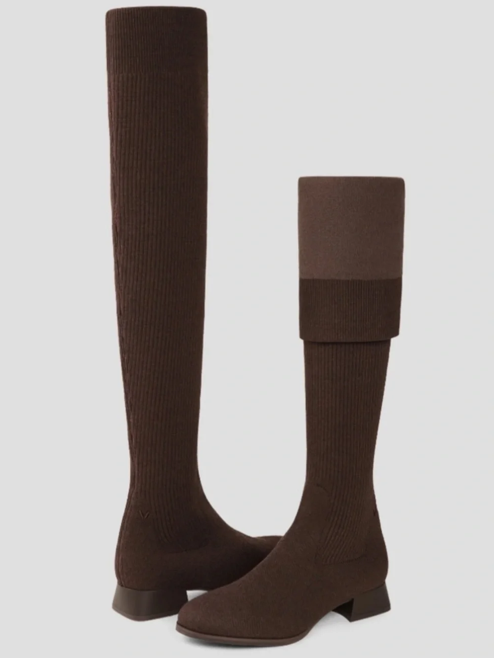 Vivaia Madeline Round-Toe Water-Repellent Wool Over-the-Knee Boots Brown 10.5/42
